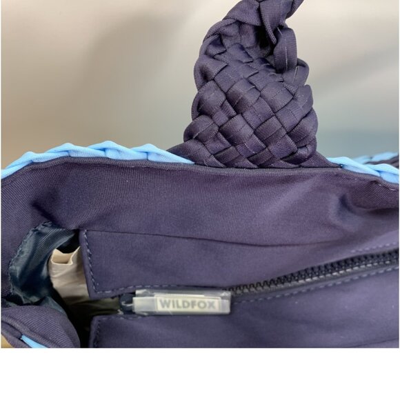 WILDFOX Large Woven Double Handle Tote Bag Blue/Navy NWT $125 - Picture 5 of 7